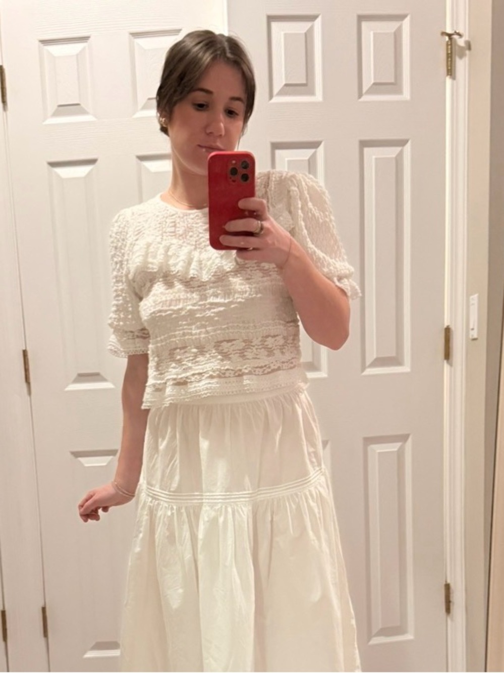 White Lace Textured Top